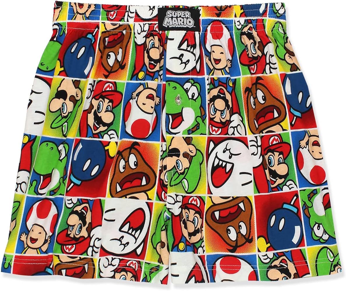 Super Mario Brothers Men's Button Fly Boxer Lounge Shorts