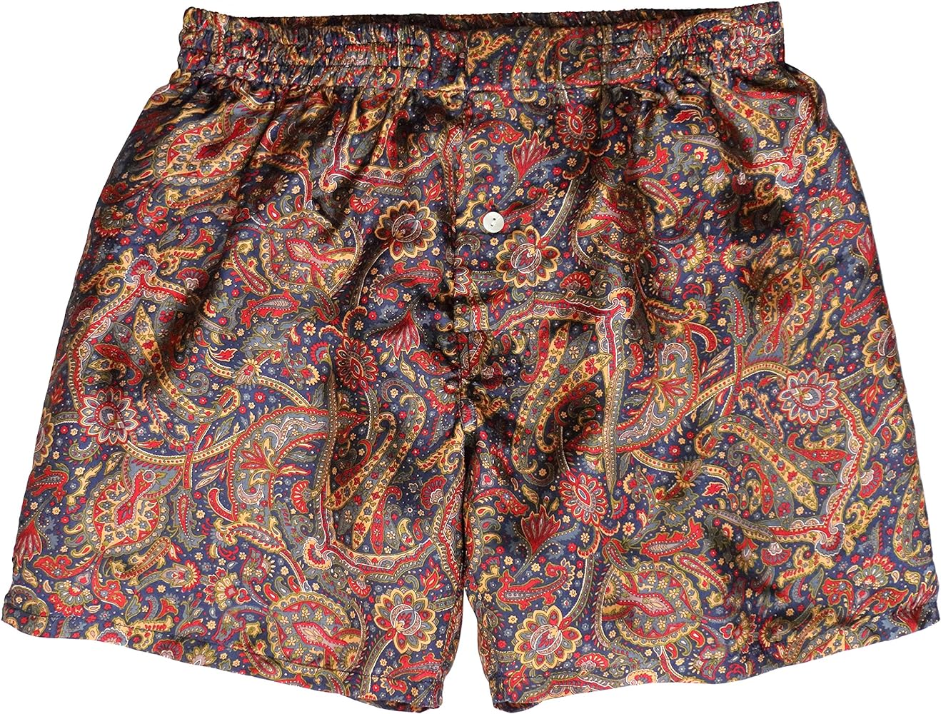 Navy Paisley Silk Boxers 100% Silk