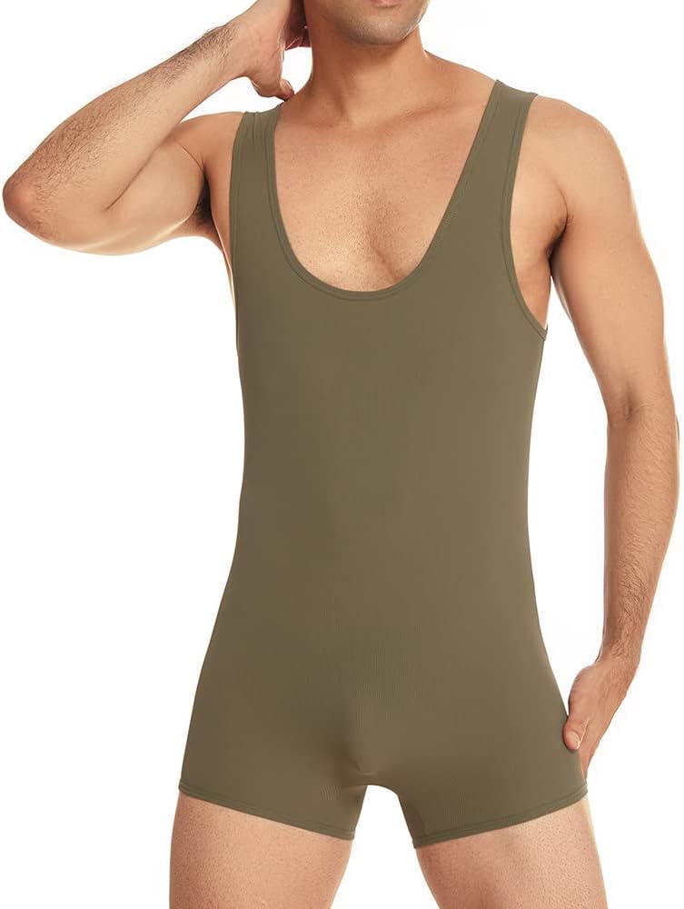 Men Bodysuits Slip Fitness Shapewear Underwear Athletic Supporters Wrestling Singlet Leotard