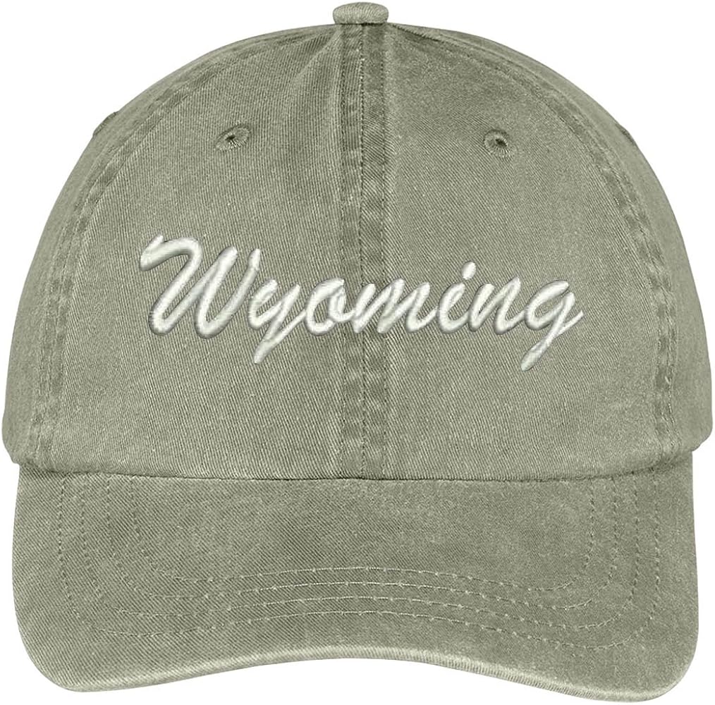 Trendy Apparel Shop Wyoming State Embroidered Low Profile Adjustable Cotton Cap