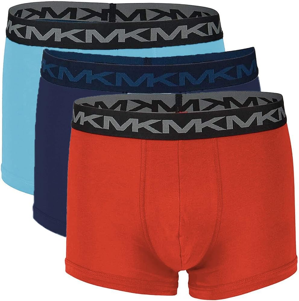 Michael Kors Men`s Stretch Factor Boxer Briefs 3 Pack (Orange(9S11X10-453)/Blue, Small)