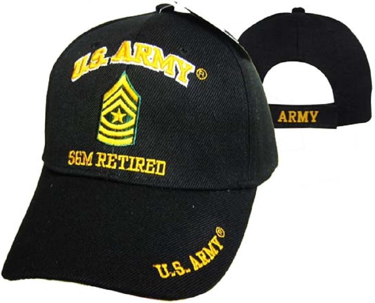 U.S. Army SGM Retired Military Black Embroidered Cap Hat 560F