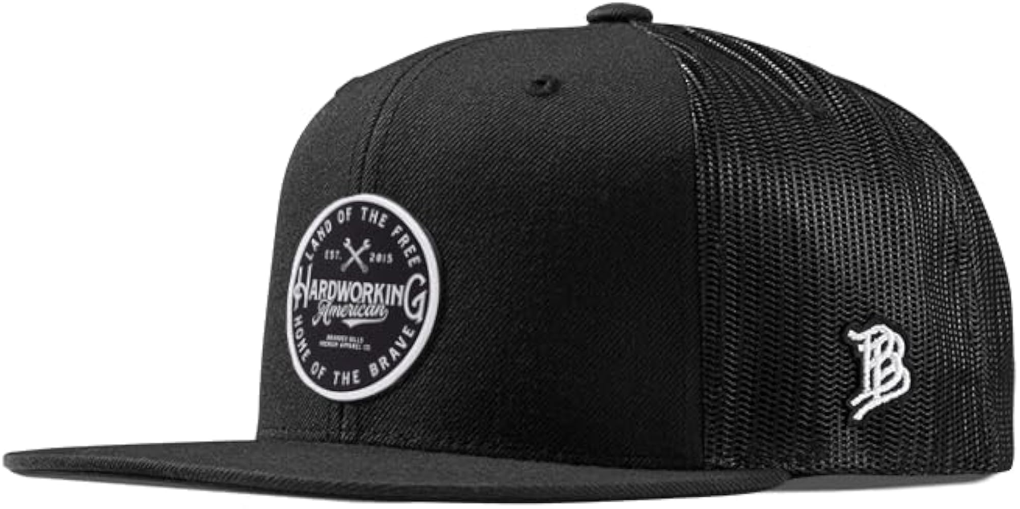 Branded Bills Hardworking PVC Flat Trucker, Snapback Closure, Lightweight, Comfortable Baseball Cap