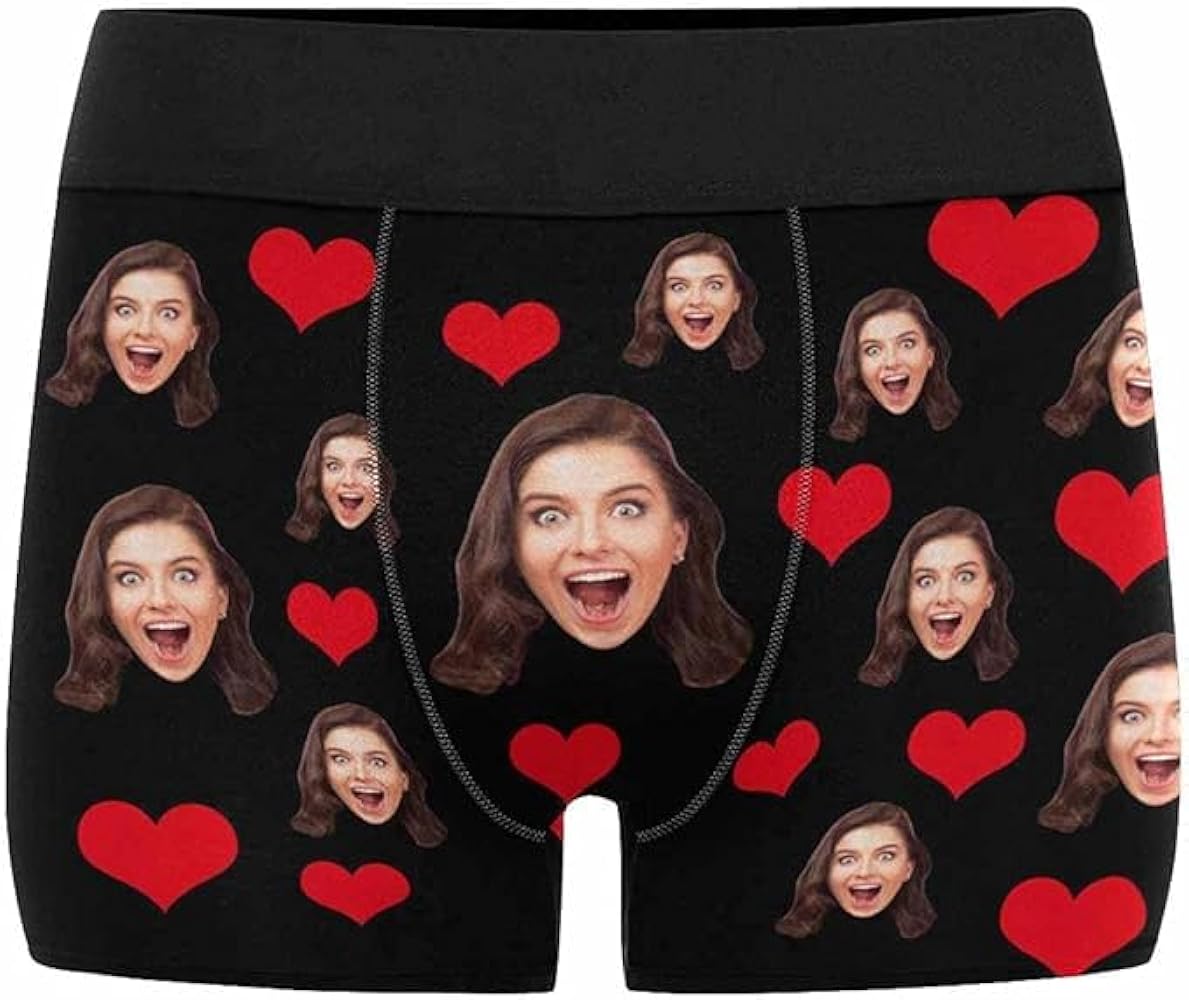 M YESCUSTOM Boyfriend Gifts Custom Faces Funny Short Briefs Valentine's Day Gift for Husband Underwear