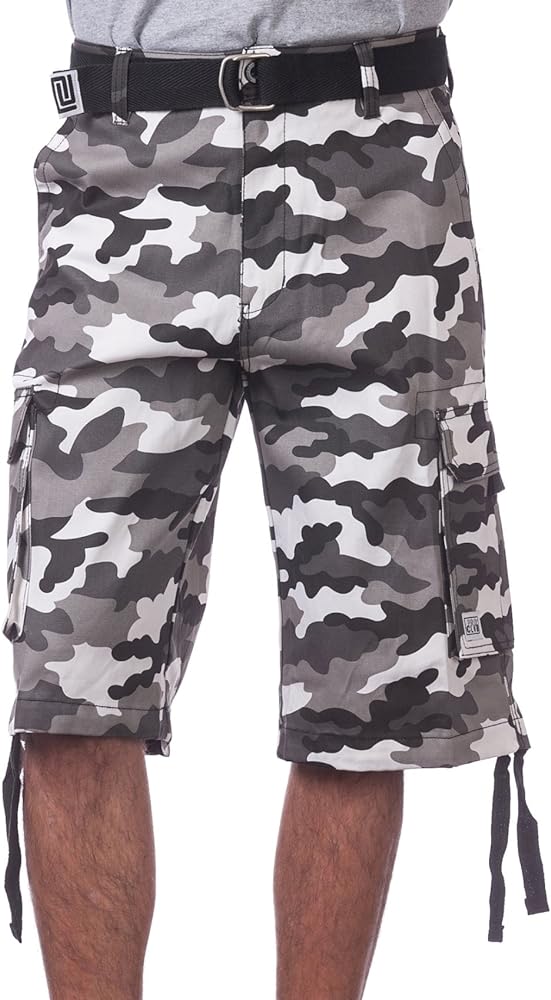 Pro Club Men's Cotton Twill Cargo Shorts with Belt - Regular and Big & Tall Sizes