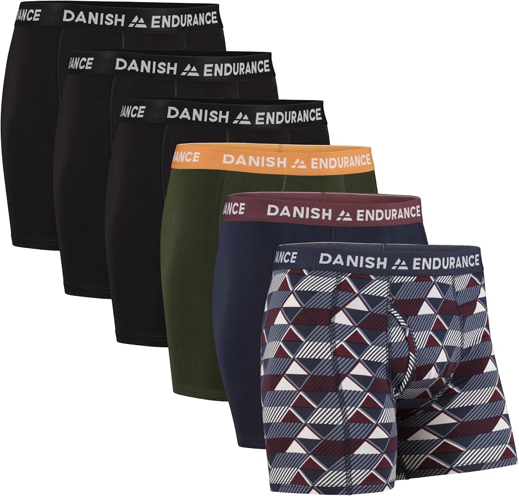 DANISH ENDURANCE Soft Cotton Boxer Briefs, Stretch Fit Underwear for Men, 6-Pack