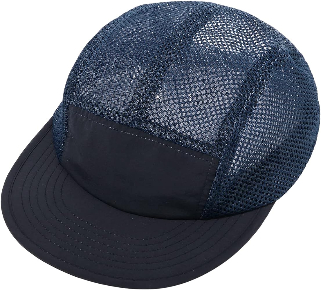 CLAPE Mesh Flat Brim Ball Cap Trucker 5-Panel Hat Quick Dry Baseball Cap Sports Running Hat Snapback Workout Dad Hats