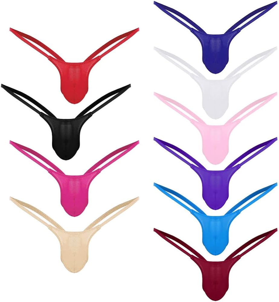 Men's 10 Pack Thong G-String Underwear Low Rise Stretch Sexy Mesh G-String Jockstrap Lingerie