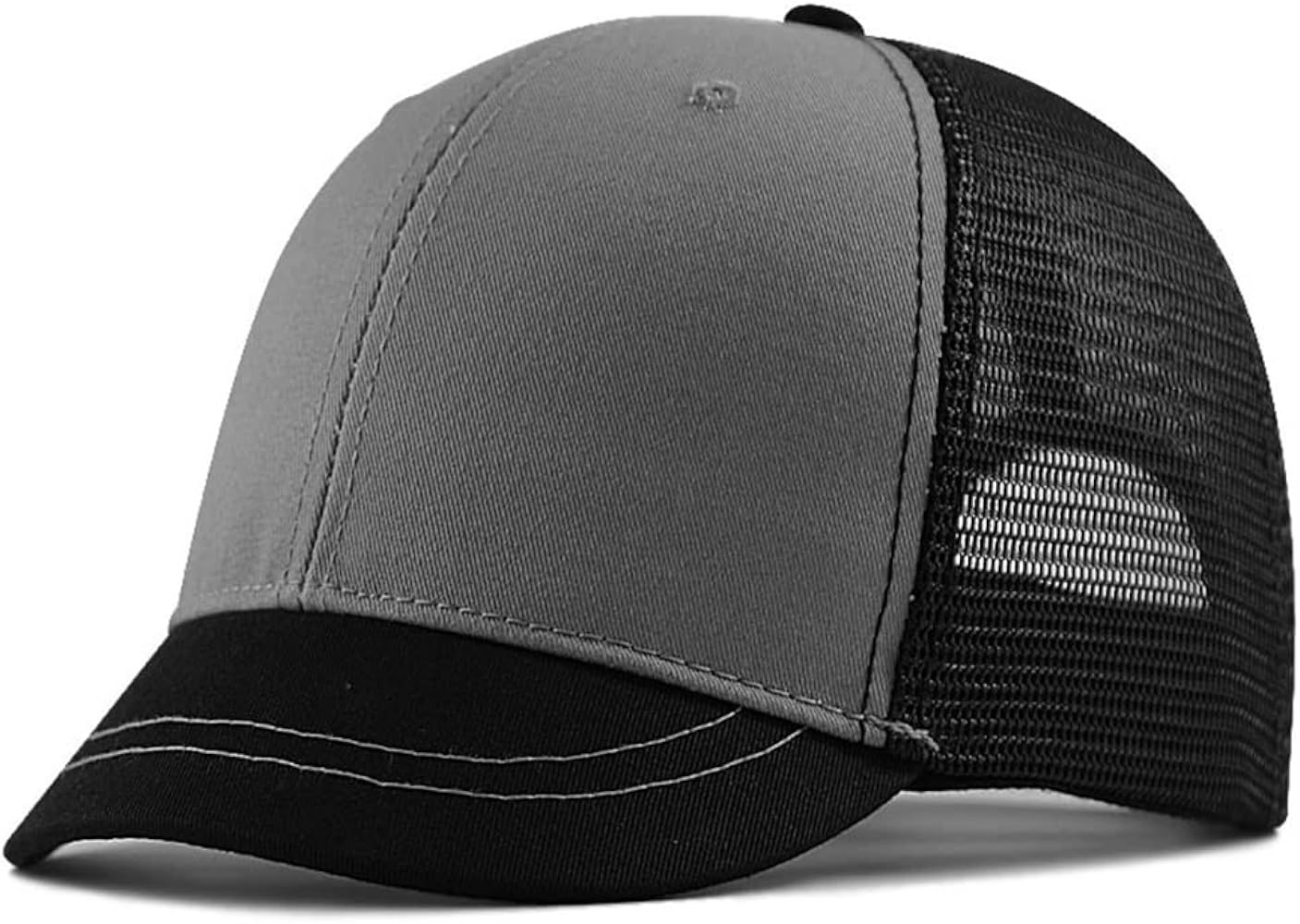 Short Bill Hat Plus Size Mesh Baseball Cap Summer Breathable Short Brim Trucker Hat Sports Running Hat