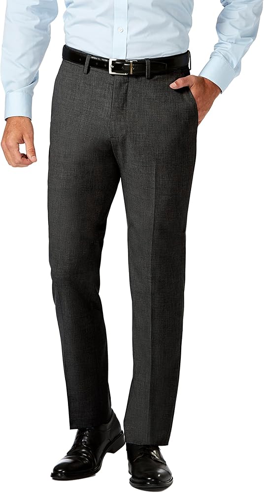 Haggar Men's Slim Fit Flat Front Super Flex Waistband Stretch Dress Pant