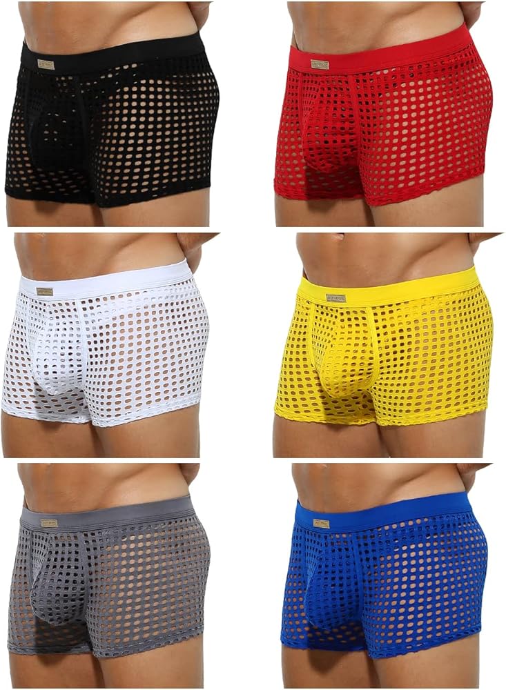 Arjen Kroos Men's Sexy Underwear Mesh Breathable Boxer Briefs See Through Soft Underpants Multipack