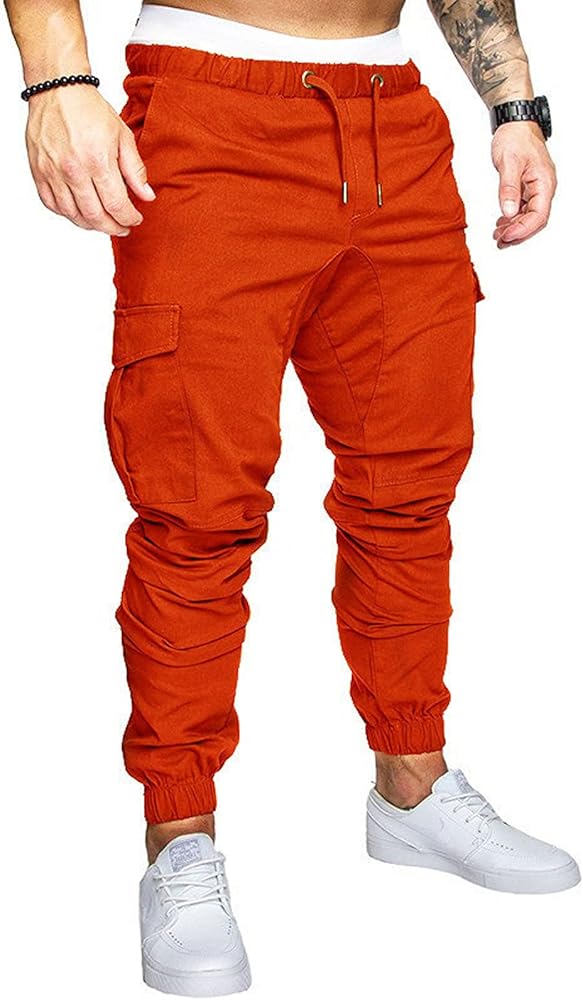 Lounge Pants,Low Waisted Cargo Pants for Men Joggers Sweatpants Casual Pant Slim Fit Chino Trousers with Pockets