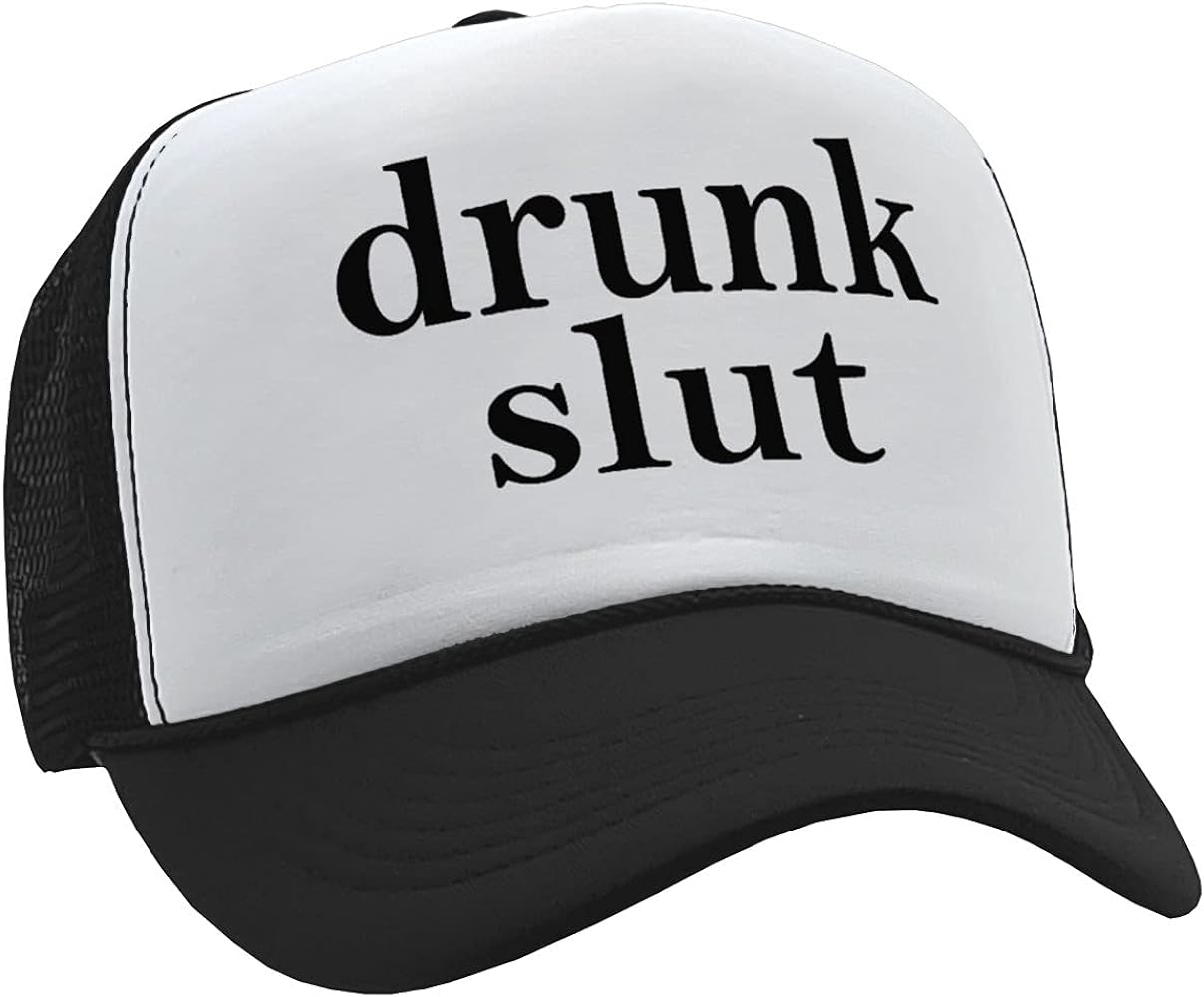 The Goozler - Drunk Slut - Party frat College Beer Drink - Vintage Retro Style Trucker Cap Hat