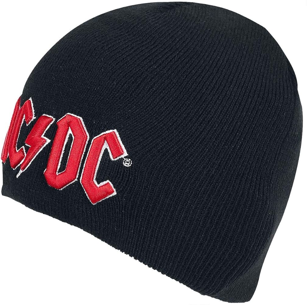 AC/DC Men's Red 3D Logo Beanie Black