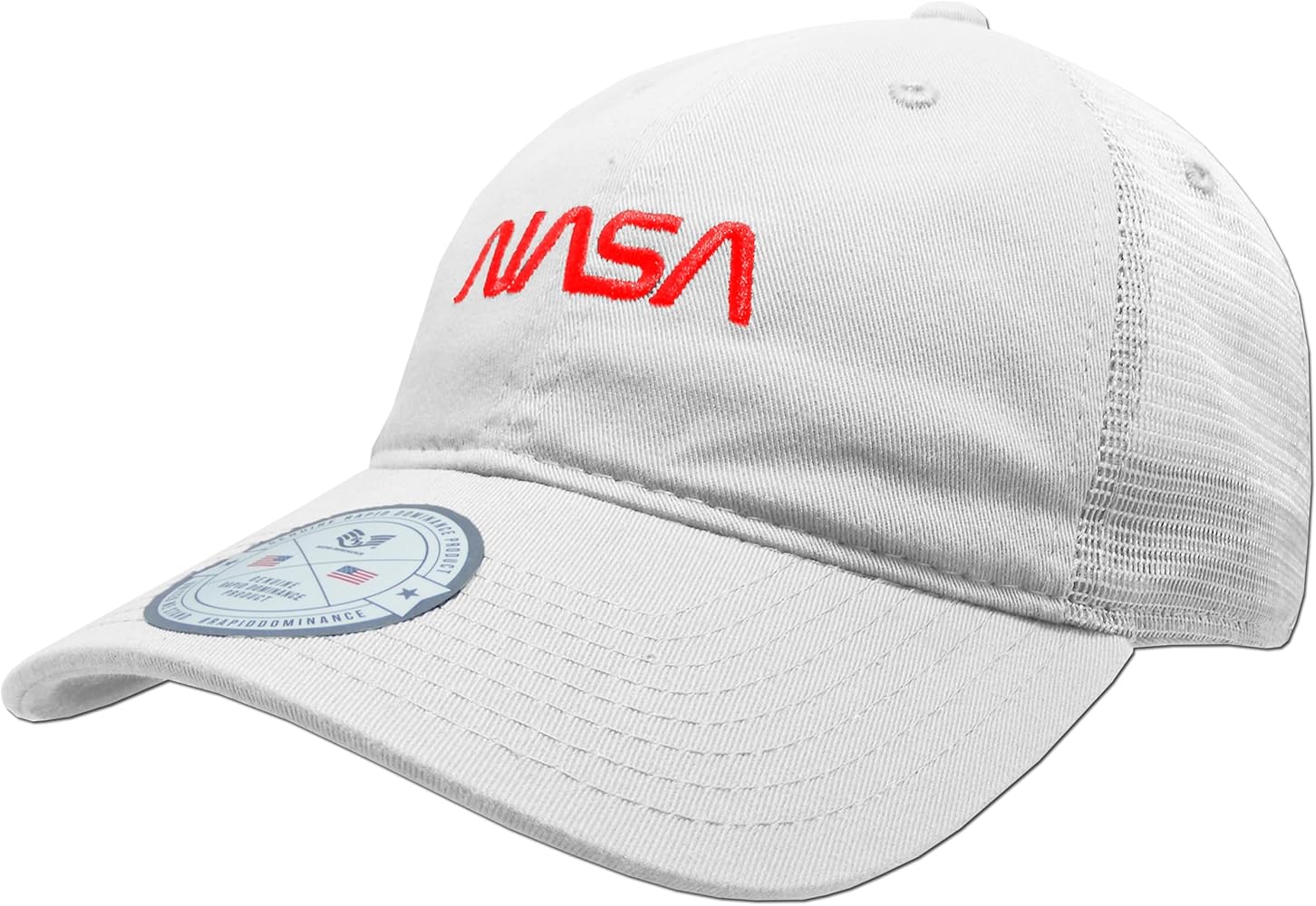 Rapiddominance Standard NASA Soft Trucker Caps, Worm, White