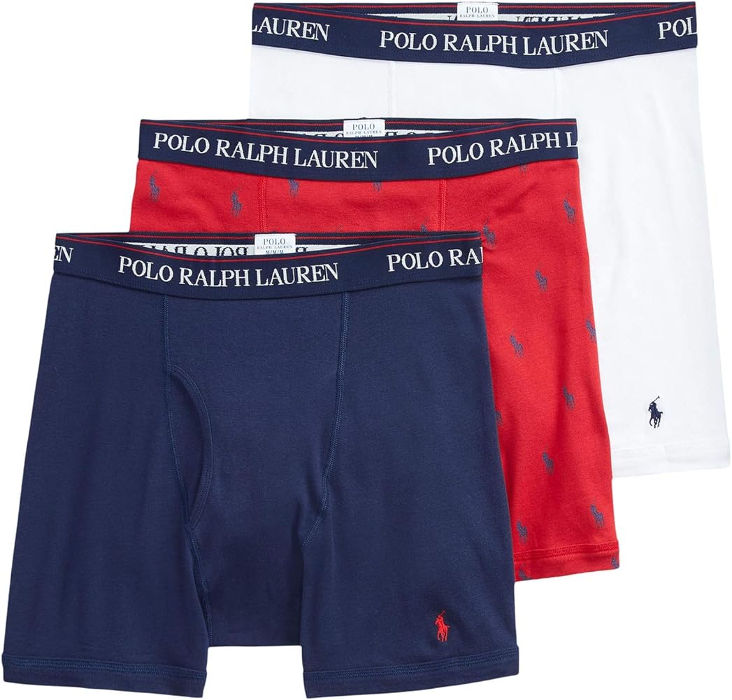 Polo Ralph Lauren Classic Fit w/Wicking 3-Pack Boxer Briefs Cruise Navy/Rl2000 Red/Cruise Navy All Over Pony Player/White XL