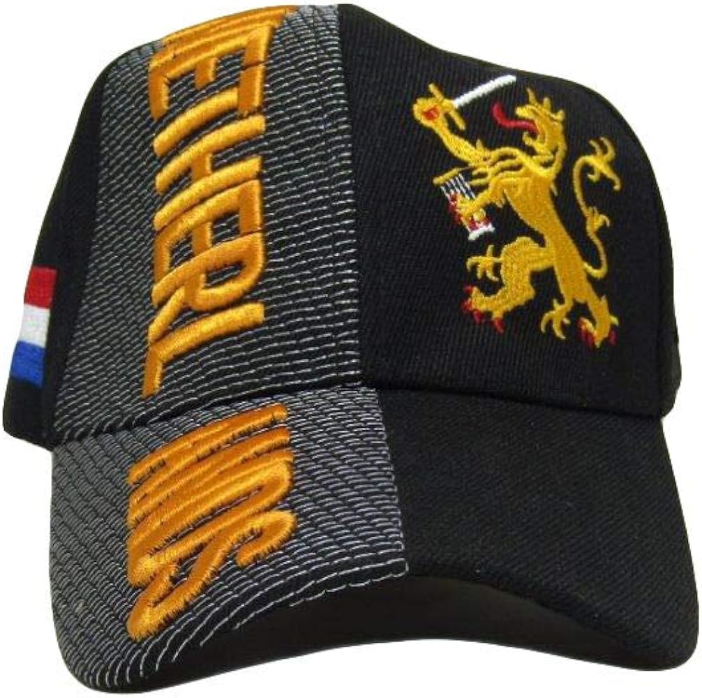 AES Holland Netherlands Country Letters Flag Black Hat Cap 3D Embroidered