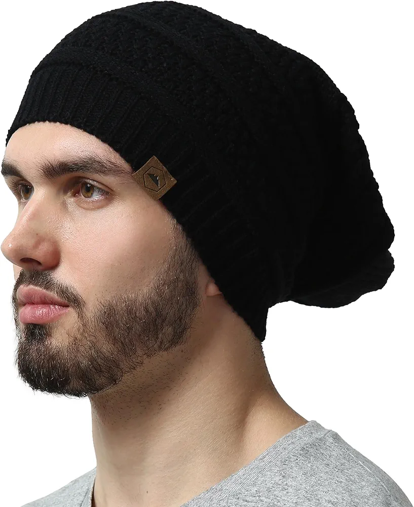 Tough Headwear Slouchy Beanie Hats for Women, Oversized Mens Beanie Hat, Knitted Beanie, Running Gear for Men,Womens Fall Hat