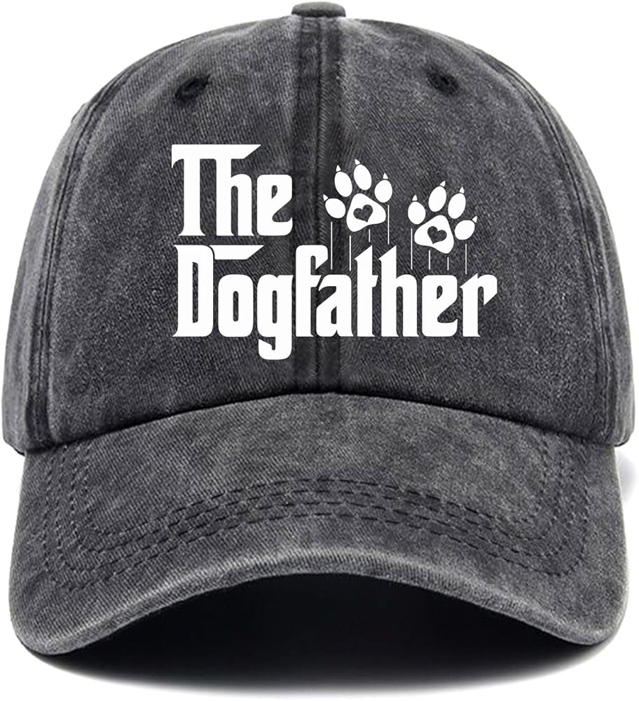 The Dogfather,Funny Baseball Cap,Funny Hats,Dog Dad Baseball Cap,Dog Lover Hat Gifts for Men,Adjustable Cotton Baseball Cap for Men Black