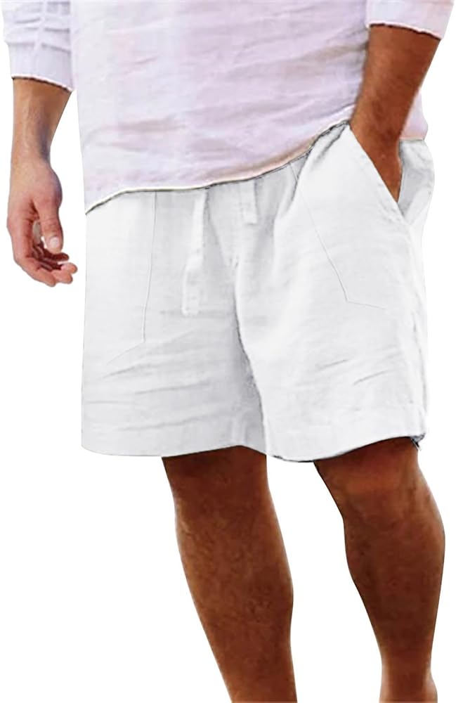 Men Beach Shorts Casual Summer Drawstring Shorts with Pocket Athletic Shorts