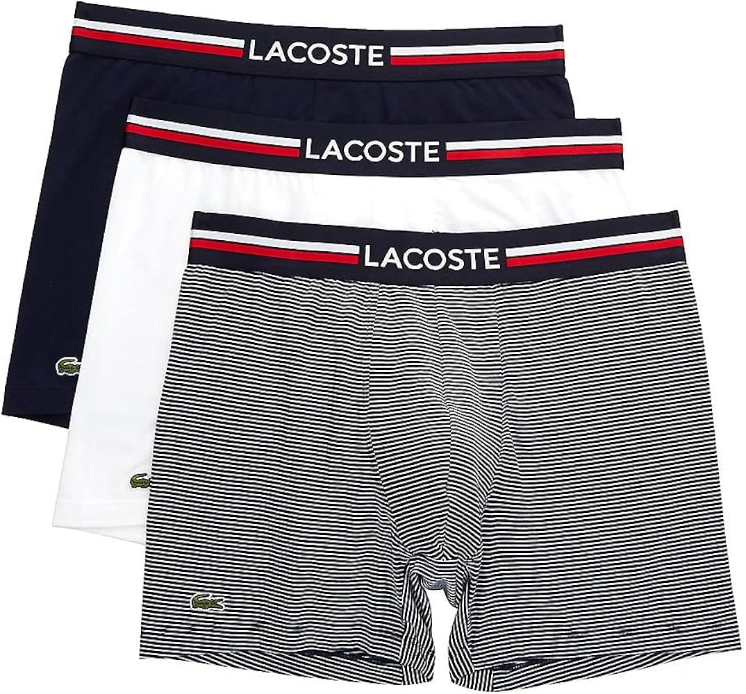 Lacoste Men's Long Stretch Cotton Jersey Boxer Brief 3-Pack