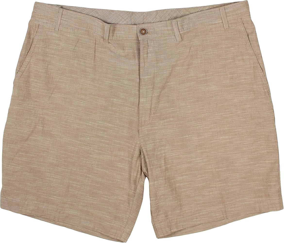 Roundtree & Yorke Men's Big and Tall Dobby Textured Casual Shorts, 9" or 11" Inseam