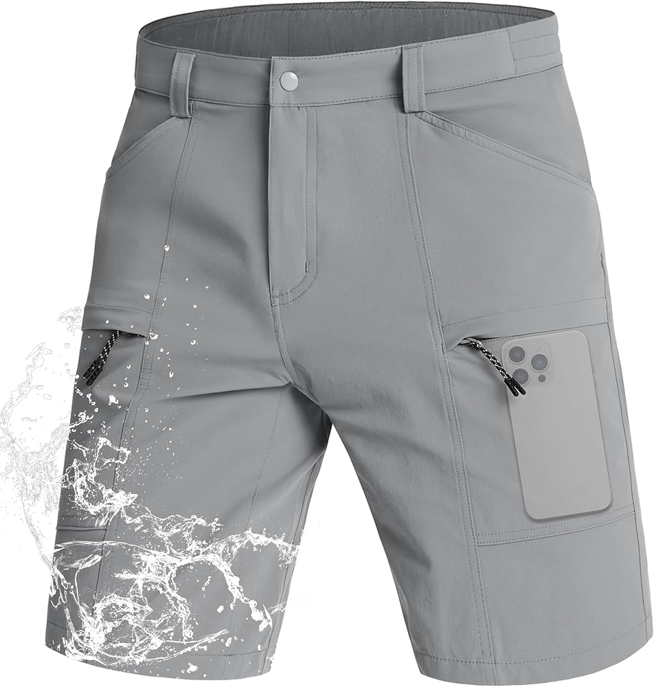 MAGCOMSEN Men's Hiking Shorts Quick Dry Camping Shorts Water Resistant Outdoor Fishing Shorts Zipper Pockets Athletic Shorts