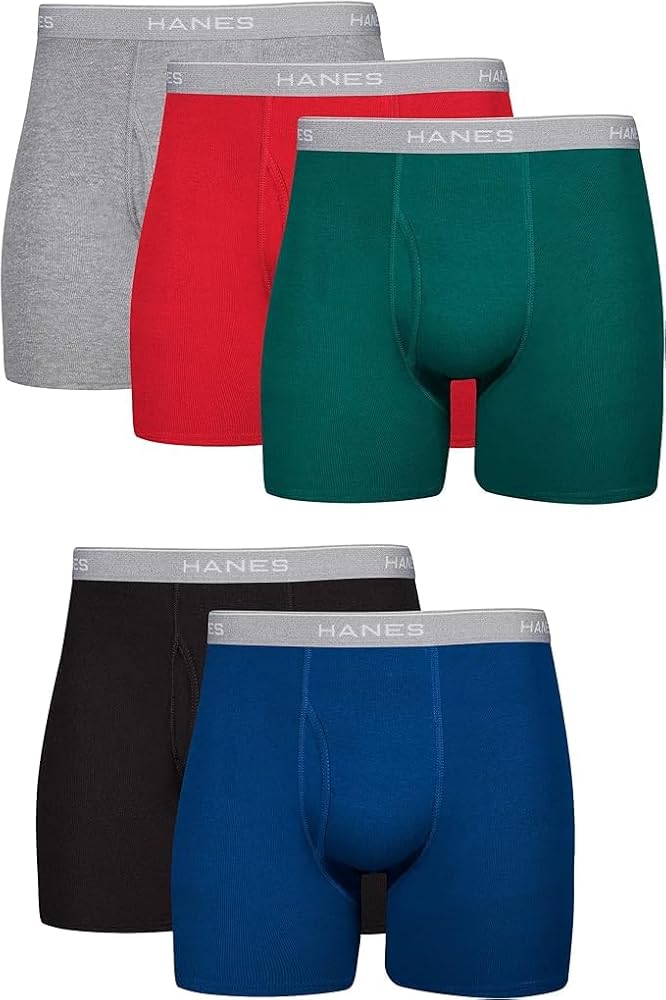 Hanes Men's Classics Tagless Boxer Briefs, Multi - 5 Pack, Medium