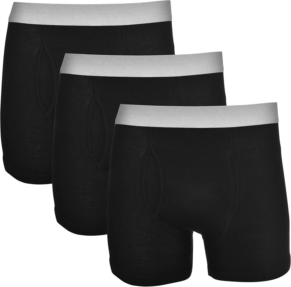 Basic Perspective Men's 100% Cotton Tagless 3-Pack Boxer Brief 4.5 Inch Inseam