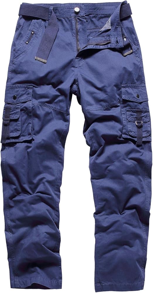 Mens Lightweight Cargo Outdoor Relaxed Fit Cotton Casual Work Pants with Pocket