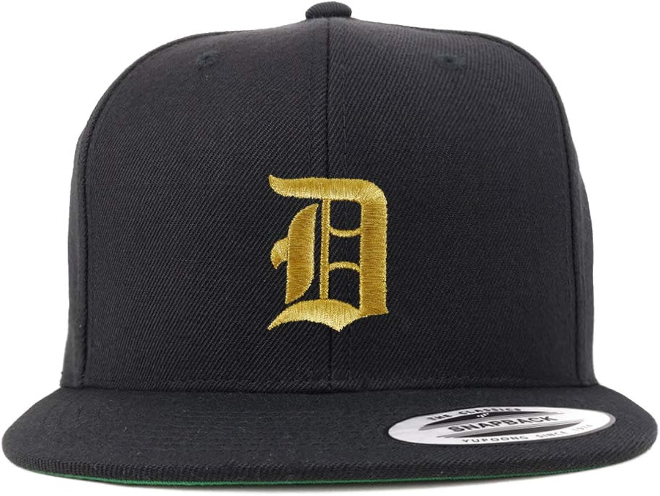 Trendy Apparel Shop Old English Gold D Embroidered Snapback Flatbill Baseball Cap