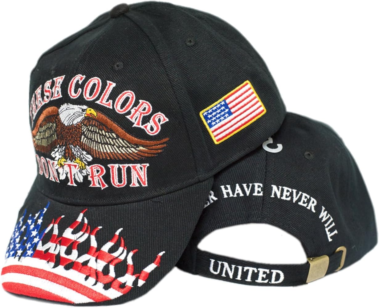 These Colors Dont Run Never Have Never Will United Eagle American Flag Embroidered baseball Cap Hat Black