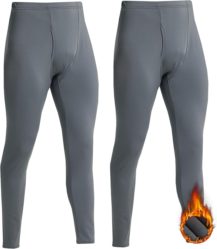 YUSHOW Thermal Underwear for Men Fleece Lined Thermal Pants Men Long Johns Bottoms Cold Weather Base Layer for Running Skiing