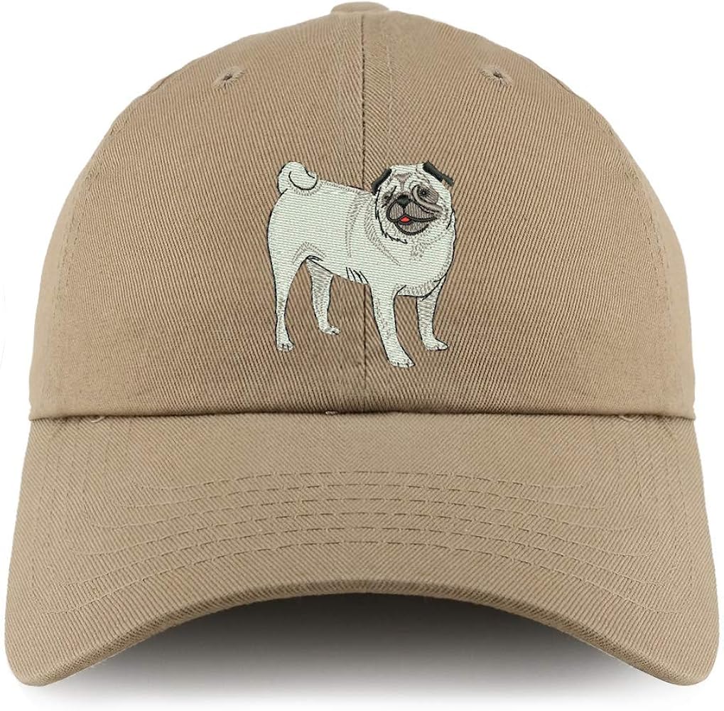 Trendy Apparel Shop Pug Dog Embroidered Low Profile Soft Cotton Dad Hat Cap