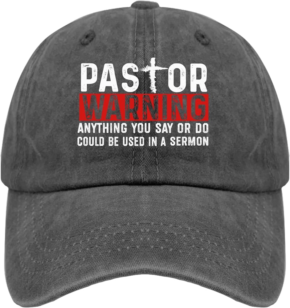 Pastor Warning Anything You Say Sun Hat Funny Trucker Hat Pigment Black Mens Hats and Caps Gifts for Her Sun Hats