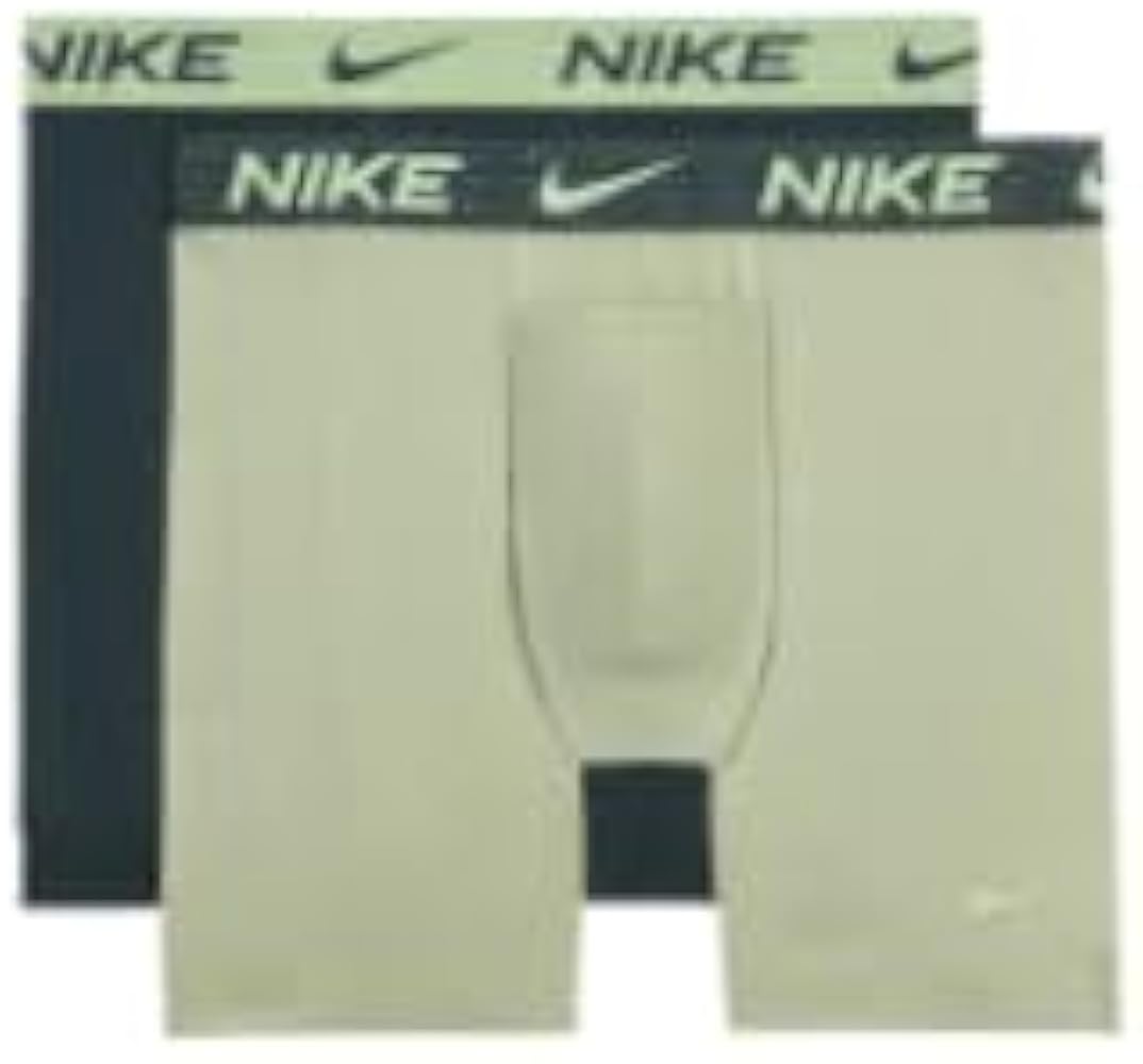 Nike Men`s Dri-FIT ReLuxe Boxer Brief 2 Pack (US, Alpha, Medium, Regular, Regular, Light Green)