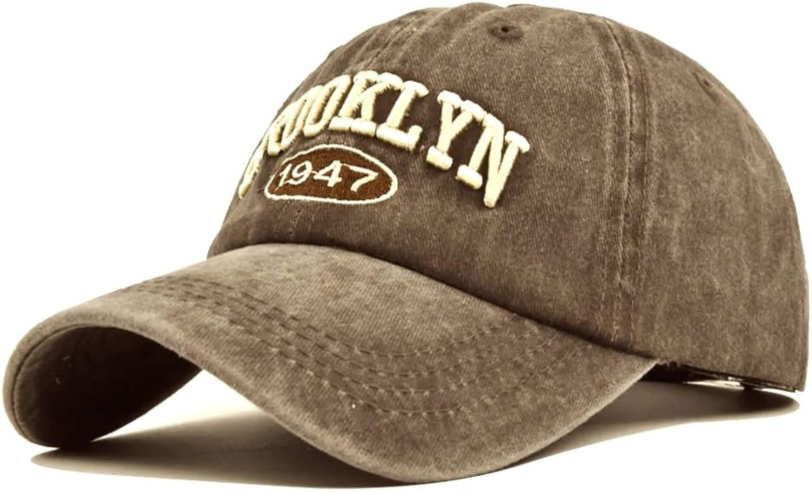 Brooklyn NY Classic Washed Dad Hat, Curved Brim Adjustable, Cotton Baseball Cap for Men & Women, Golf, Gym