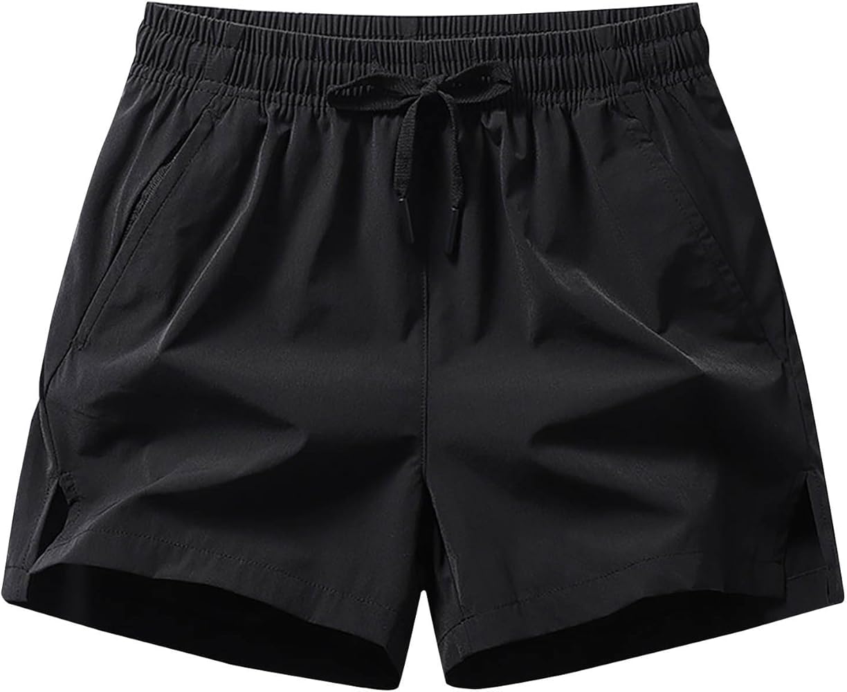 Mens Shorts 5 Inch Lightweight Drawstring Waist Athletic Shorts Summer Quick Dry Beach Gym Workout Running Casual Shorts