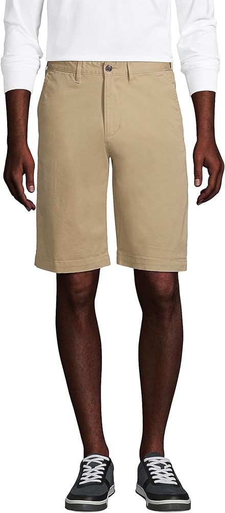 Lands' End Mens 11 Inch Comfort Waist Stretch Knockabout Chino Shorts Khaki Regular 37