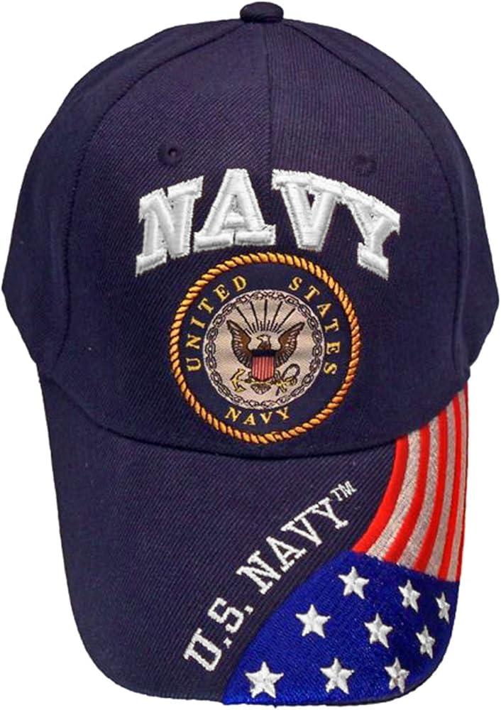 USA NAVY VETERAN BLUE BASEBALL STYLE FLAG EMBROIDERED HAT ball cap vet us retired