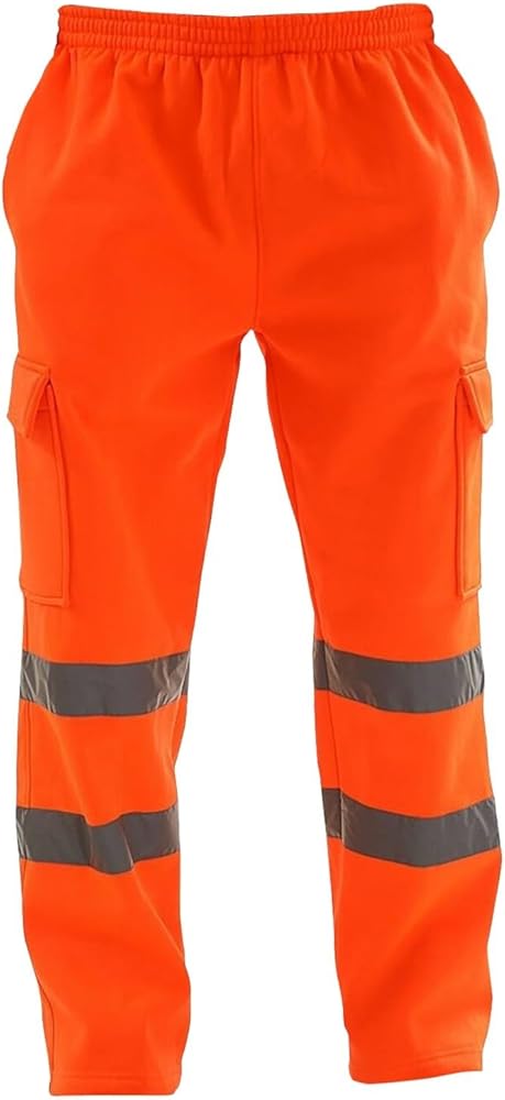 Men's Work Pants Casual Reflective Outdoor Work Cargo Sweatpants Elastic Waist Hiking Workout Trousers, M-4XL