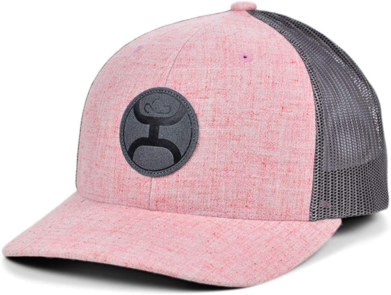 HOOEY Blush Adjustable Snapback Trucker Mesh Back Hat with Logo (Pink/Grey)