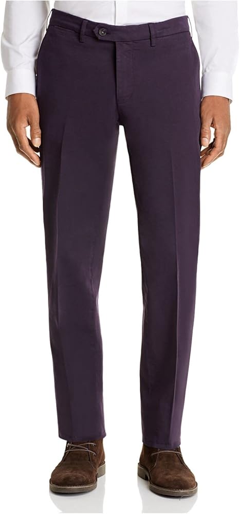 Canali Mens Purple Straight Leg, Regular Fit Stretch Chino Pants 56 38 Waist