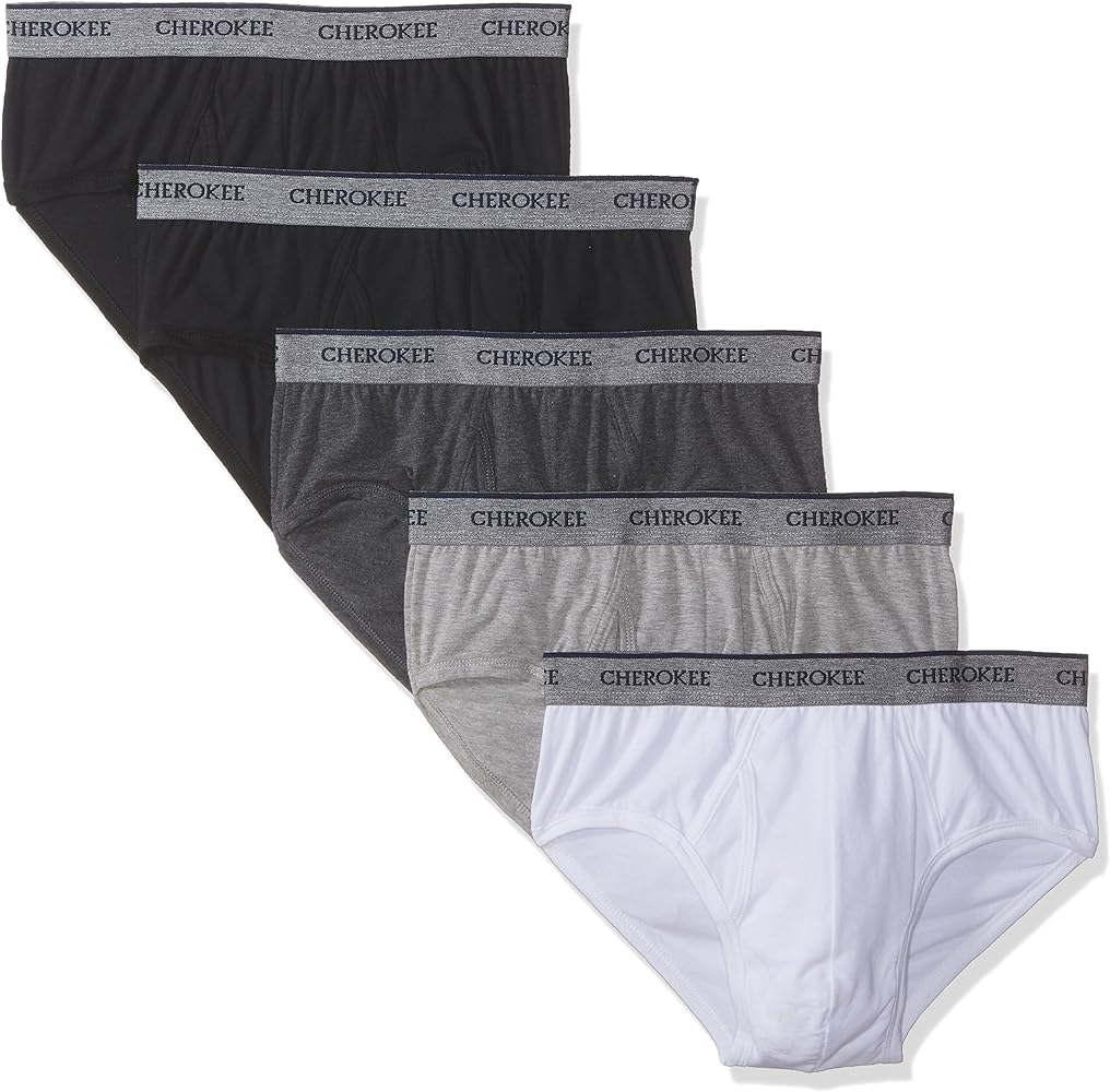 Cherokee Men's Classic Brief 5 Pack Underwear, Ultra Soft and Breathable