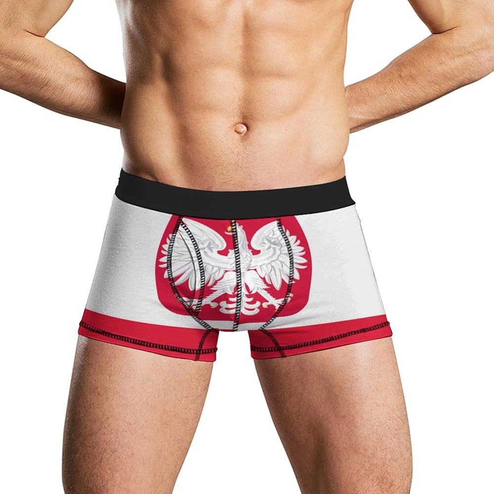 Poland with Eagle Flag Men's Boxer Briefs Soft Lightweight Underwear Stretch Trunks