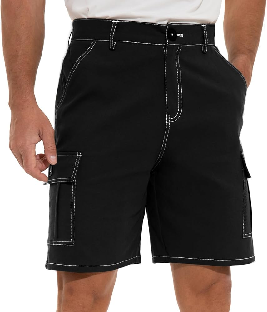 Sailwind Men Cargo Cotton Shorts Casual Summer Contrast Topstitching Cargo