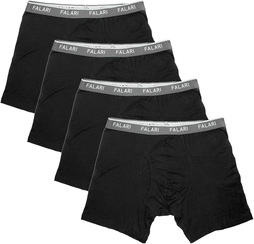 Falari Men's 4-Pack Soft Cotton Lightweight Breathable Boxer Briefs Underwear Tear Away Tag