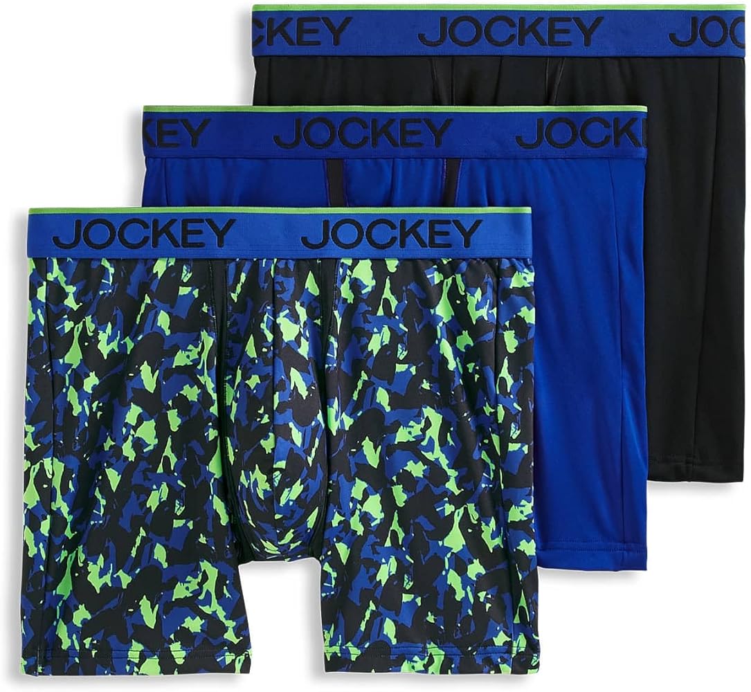 Jockey Men's Underwear Chafe Proof Pouch Microfiber 6" Boxer Brief - 3 Pa