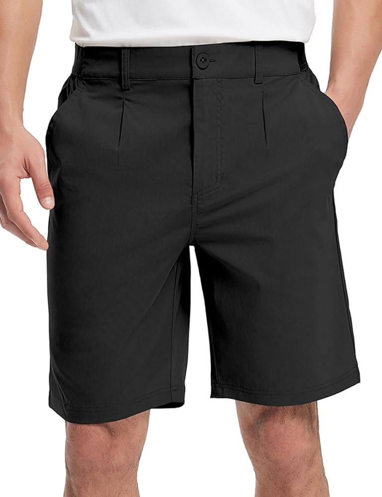 TBMPOY Mens Work Dress Shorts Golf Stretch Waistband Summer Pleated Casual Business Dressy Short for Men with Pockets