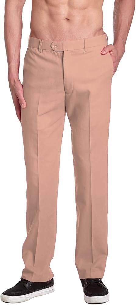 Men's Dress Pants Blush Dusty ROSE PINK Trousers Flat Front 38 x 32